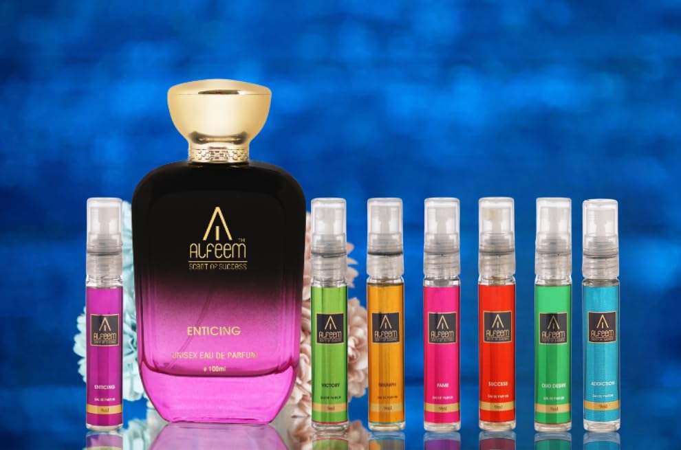 Body Spray Alfeem Eau De Parfum Unisex Perfume For Men And Women, Pack of 8, 1 x 100ml, 7 x 9 ml, Refreshing Fragrance scent | Use Everyday | Casual | Office | Gift Set | Long Lasting | 163 ml